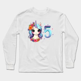 I am 5 with unicorn - girl birthday 5 years old Long Sleeve T-Shirt